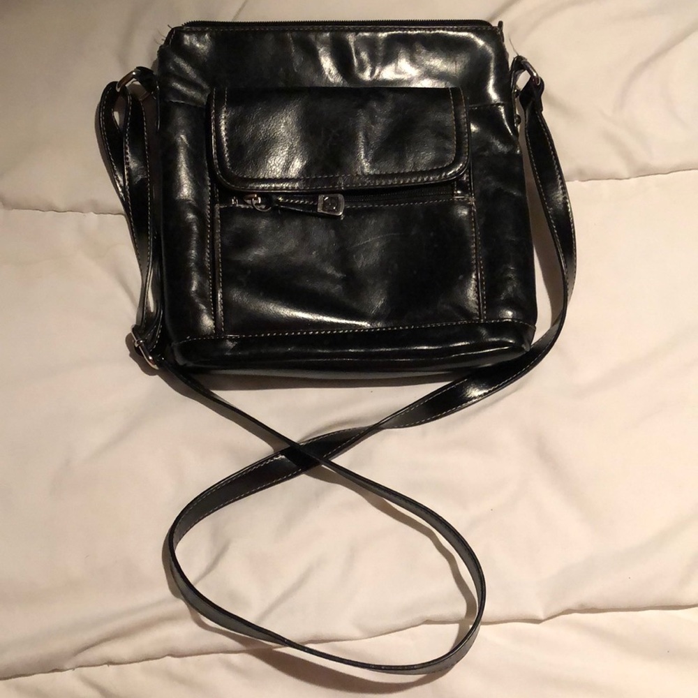 Black leather crossbody